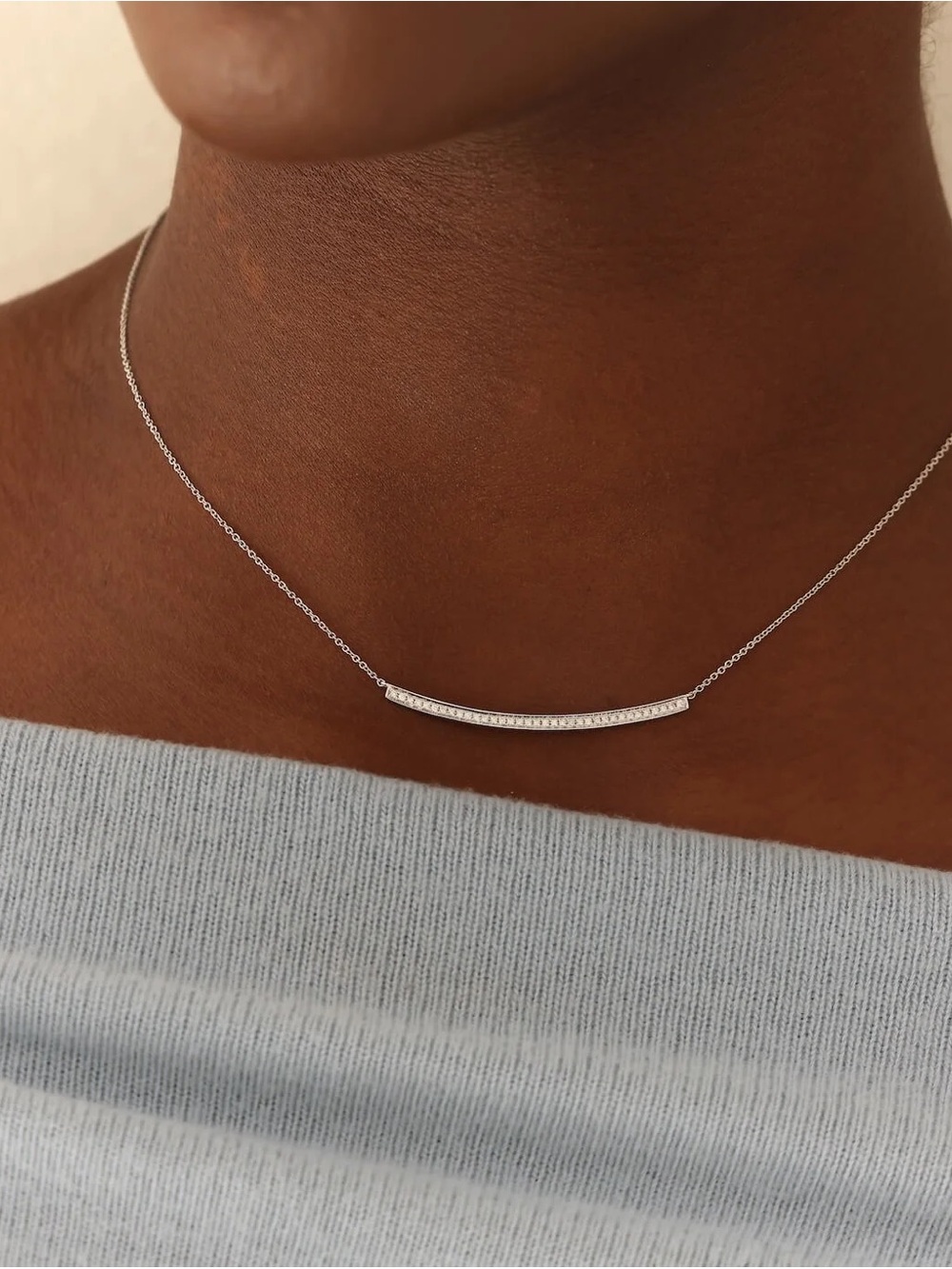 Dana Rebecca 14K White Gold Sylvie Rose Long Bar Necklace